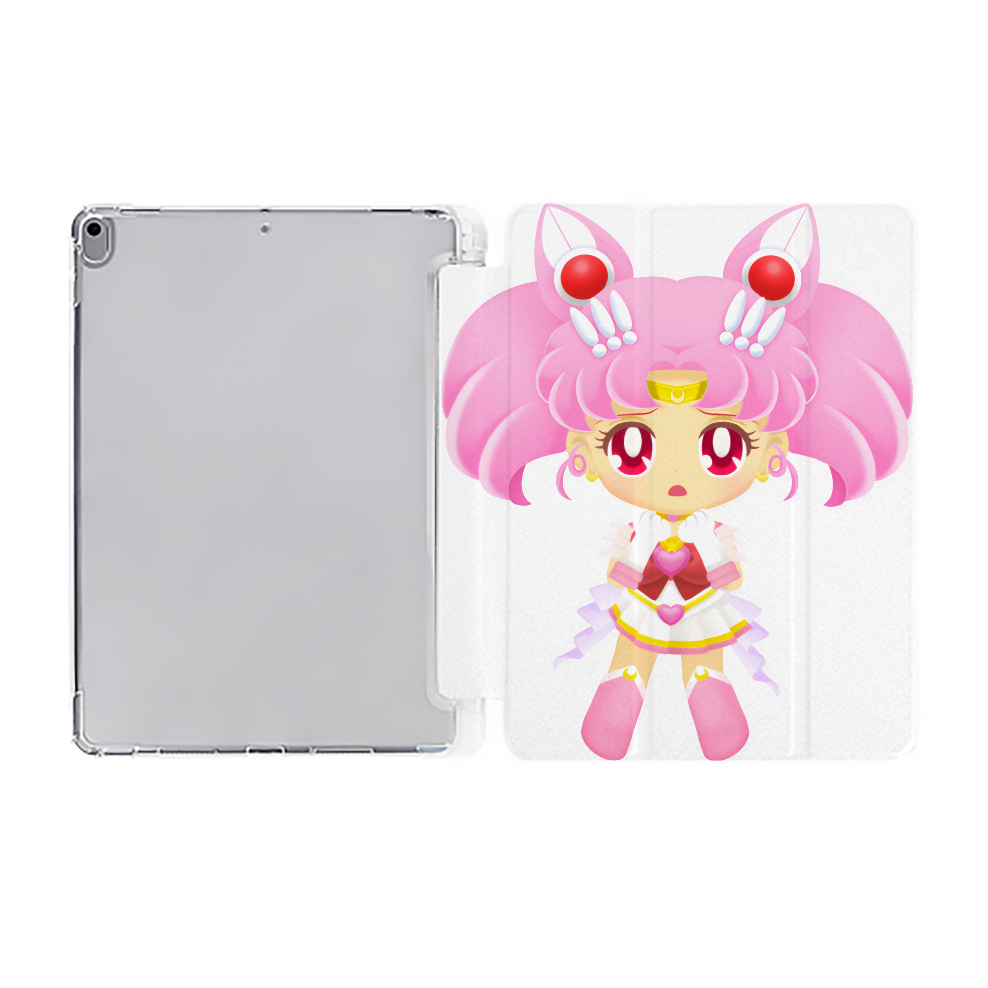 （画像用） 美少女戦士セーラームーン ちびうさ Sailor Moon Chibiusa Tsukino Usagi Small Lady Serenity IPad ケース ペン収納付き 三つ折りスタンド PUレザー×シリコン 対応機種9.5/10.5/10.9インチ
